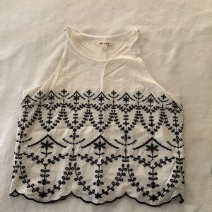 miami cotton cropped tank top with embroidered detail.